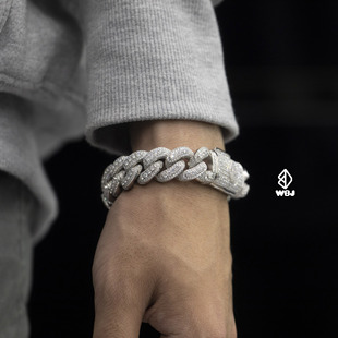 厚重古巴链cubalink 925银 hiphop 16mm双层古巴手链 WBJ定制珠宝