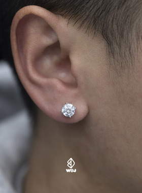 wbj定制珠宝银底莫桑耳钉加s925银镀金饰品首饰Moissanite silver