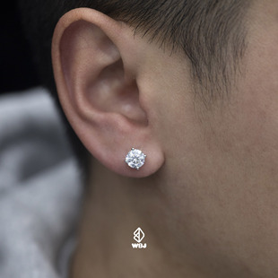 wbj定制珠宝银底莫桑耳钉加s925银镀金饰品首饰Moissanite silver