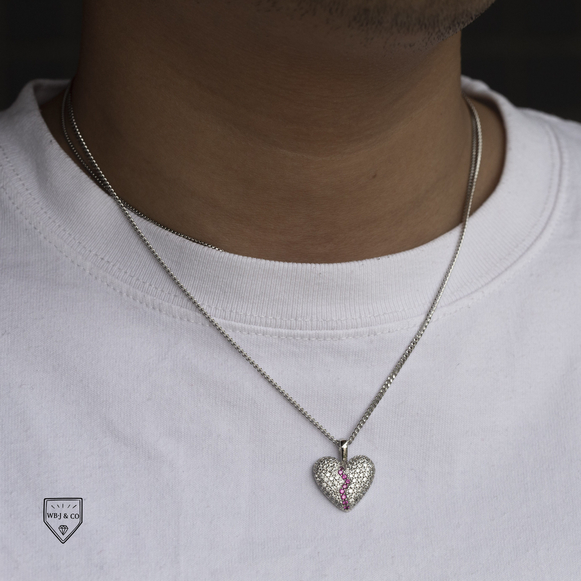 WBJ定制珠宝满镶嵌心碎吊坠项链s925银镀金纯银银饰项链hiphop,饰品/流行首饰/时尚饰品新,项坠/吊坠,淘宝优惠券,粉丝福利购,淘宝优惠卷