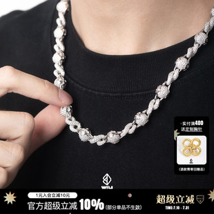 wbj定制珠寶 街頭風項鏈 銀鍍金S925純銀鍍金銀飾 10mm無限圓珠鏈