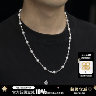 wbj定制珠寶8mm滿鑲嵌圓珠項鏈純銀鍍金S925銀鍍金 hiphop