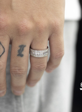 WBJ定制珠宝T方戒指满镶嵌S925银饰品镀金 嘻哈珠宝 hiphop ring