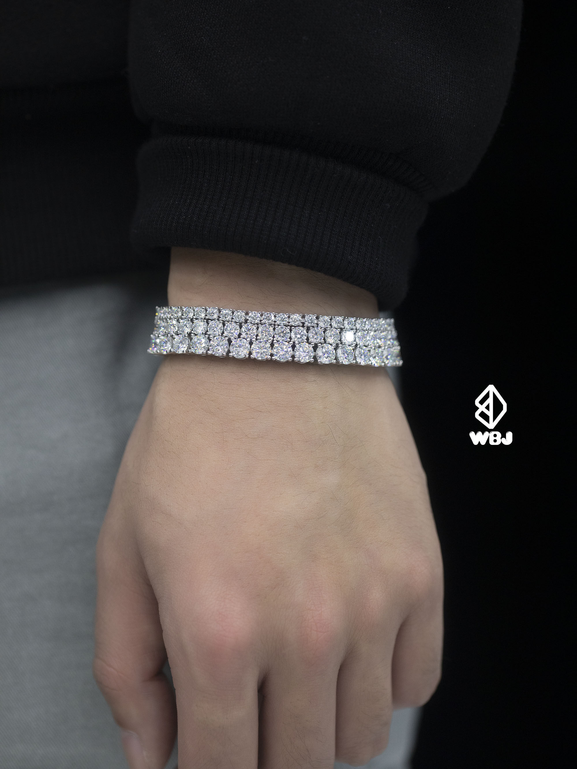 WBJ通用银镀金莫桑石欧美手链