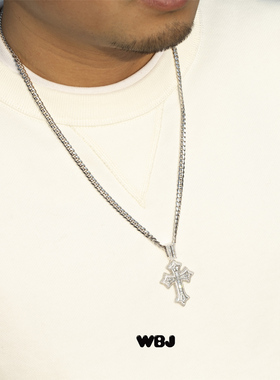 WBJ定制珠宝T方十字吊坠S925银纯银饰项链吊坠饰品镀金