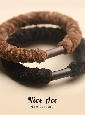 10条新款高弹力耐用毛绒发圈~韩版简约基础橡皮筋复古运动头绳女