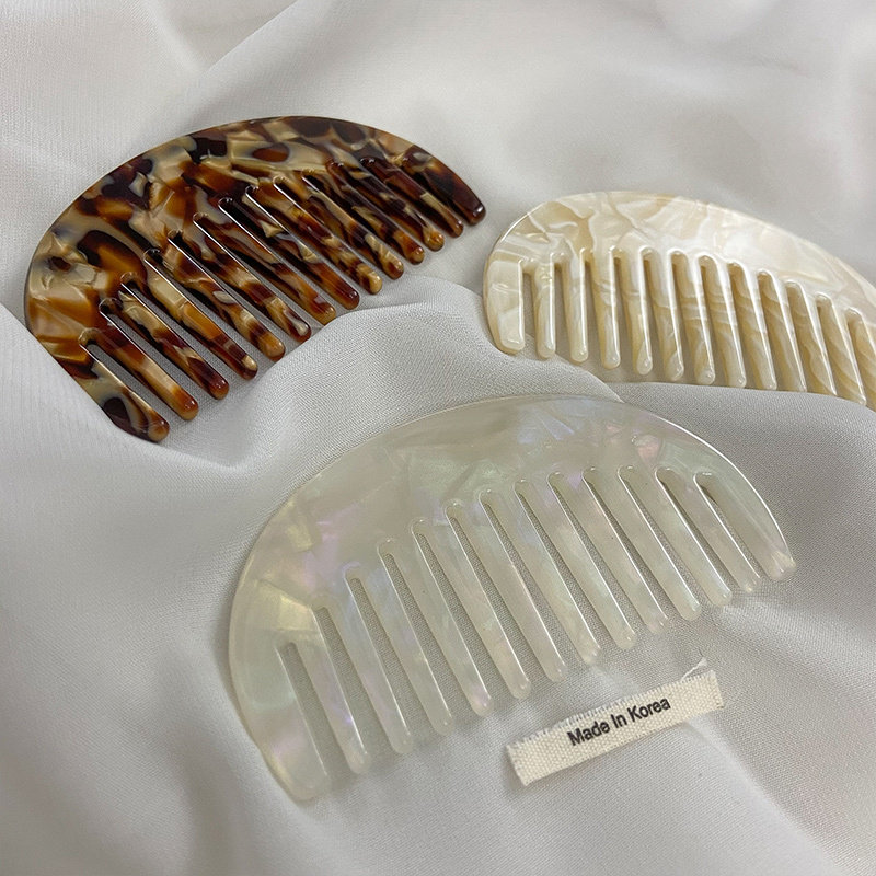 出口韩国精致复古醋酸短发梳女迷你小号宽齿梳子随身便携洗漱头梳