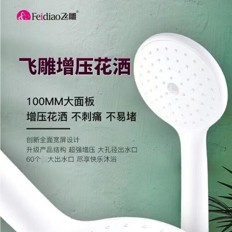 飞雕花洒喷头软管增压管子淋浴大出水量浴室热水器洗澡沐浴花晒头