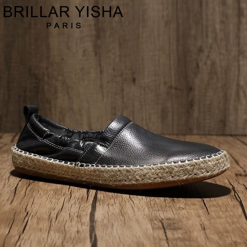 BRILLAR YISHA真皮乐福鞋男夏季新款低帮轻便透气一脚蹬懒人皮鞋