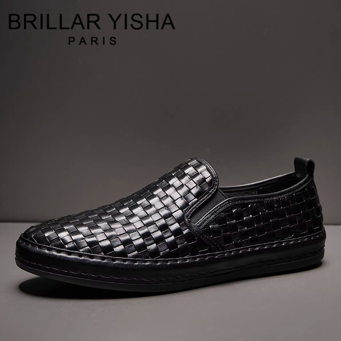 BRILLAR YISHA欧洲站轻奢男鞋春季新款轻便真皮一脚蹬休闲乐福鞋