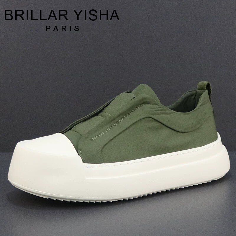 BRILLAR YISHA透气冰丝乐福鞋男夏季新款厚底增高一脚蹬懒人板鞋