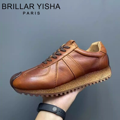 BRILLARYISHA真皮德训鞋男