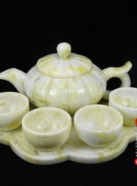 蓝田玉岫玉客厅功夫茶具茶杯摆件