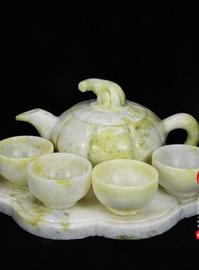 蓝田玉岫玉客厅功夫茶具茶杯摆件