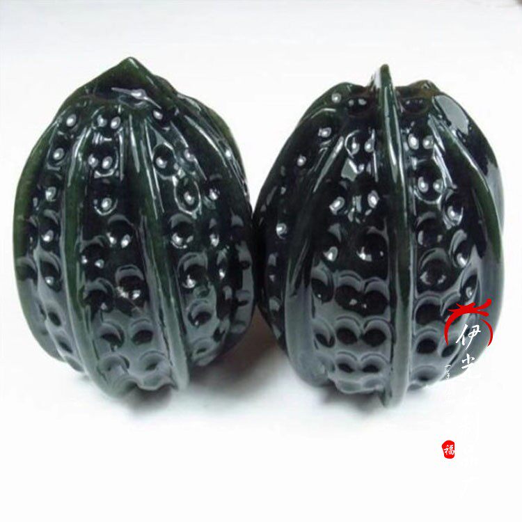 天然和田青玉核桃手球摆件健身球把玩件男士玉石手玩件按摩球送礼