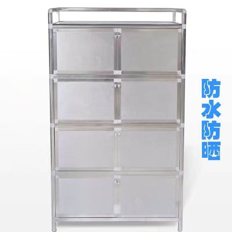 加厚不锈钢碗柜阳台柜厨房储物柜碗柜铝合金柜厨房收纳餐边柜橱柜 - 实物图