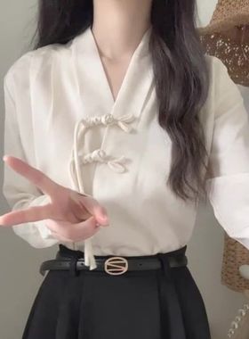 高级设计感小众2024中式国风马面宽松上衣搭配早春别致漂亮衬衫