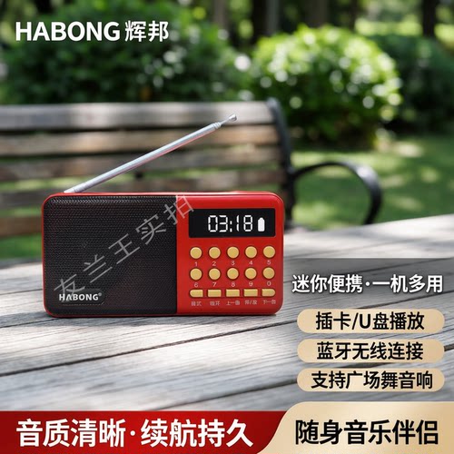 辉邦收音机蓝牙音箱迷你便携式插卡u盘广场舞音响小型音乐播放器
