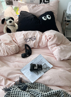 ins少女心纯色四件套床上用品纯棉床单被套水洗棉宿舍单人三件套