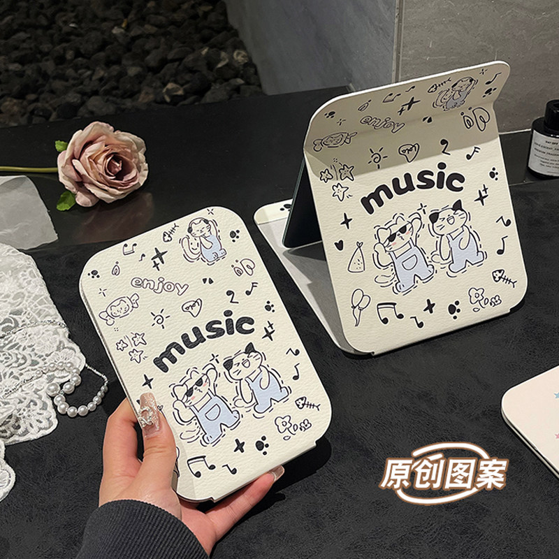 原创可爱桌面可立折叠镜子化妆镜