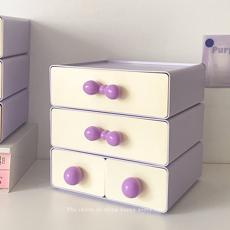 也太奶了叭！紫色桌面收纳盒化妆