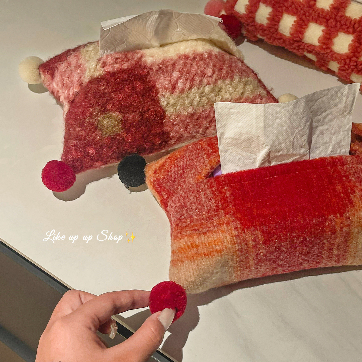 可爱毛绒纸巾盒高级感2025新款家用客厅轻奢茶几桌面布艺纸抽盒,收纳整理,纸巾套,淘宝优惠券,粉丝福利购,淘宝优惠卷