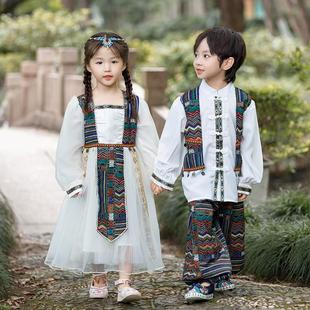 汉服男童秋季 中国风少数民族风套装 苗族彝族服装 儿童壮族女童唐装
