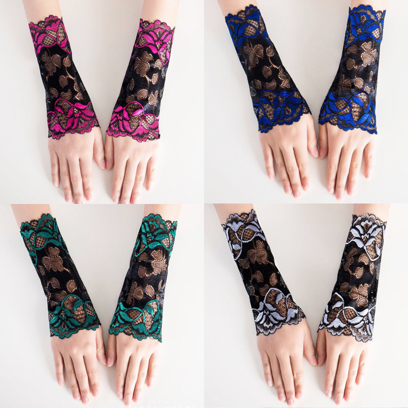 蕾丝手袖女手套手腕套花边假袖子百搭袖口松紧手腕套袖喇叭袖