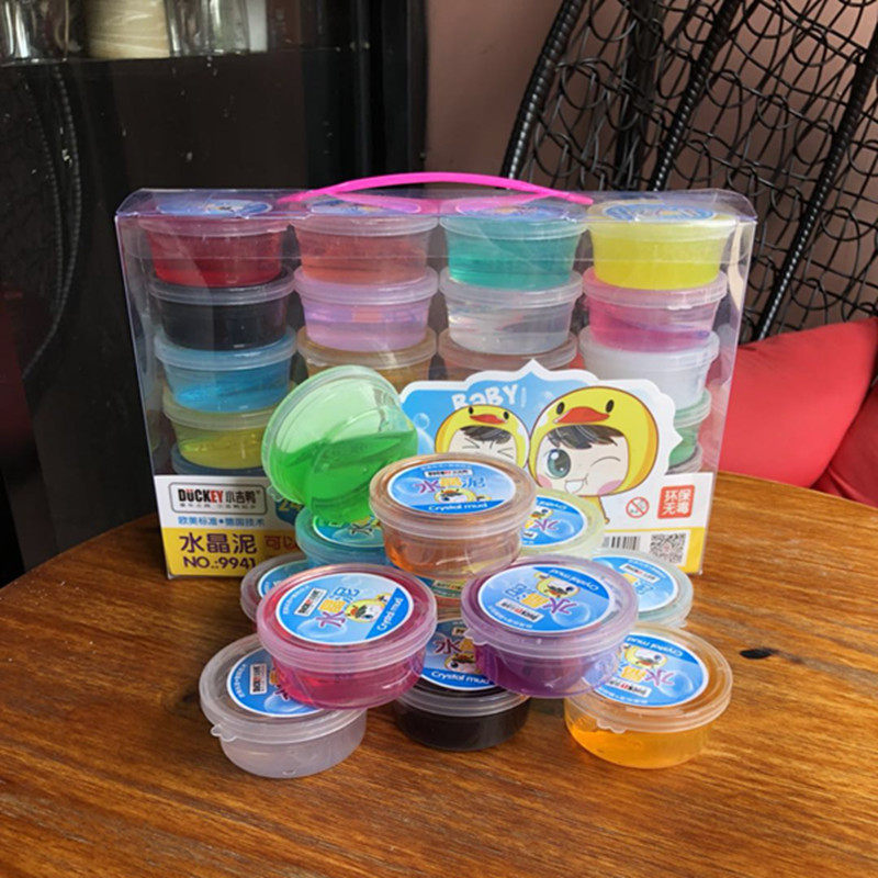 包邮小吉鸭9941水晶泥12色儿童透明鼻涕橡皮泥24色粘土可吹泡泡