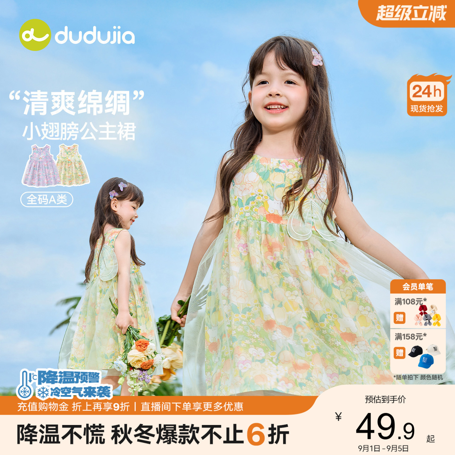 嘟嘟家公主裙女童连衣裙儿童夏季网纱裙女孩轻薄裙子女宝新款童装图片