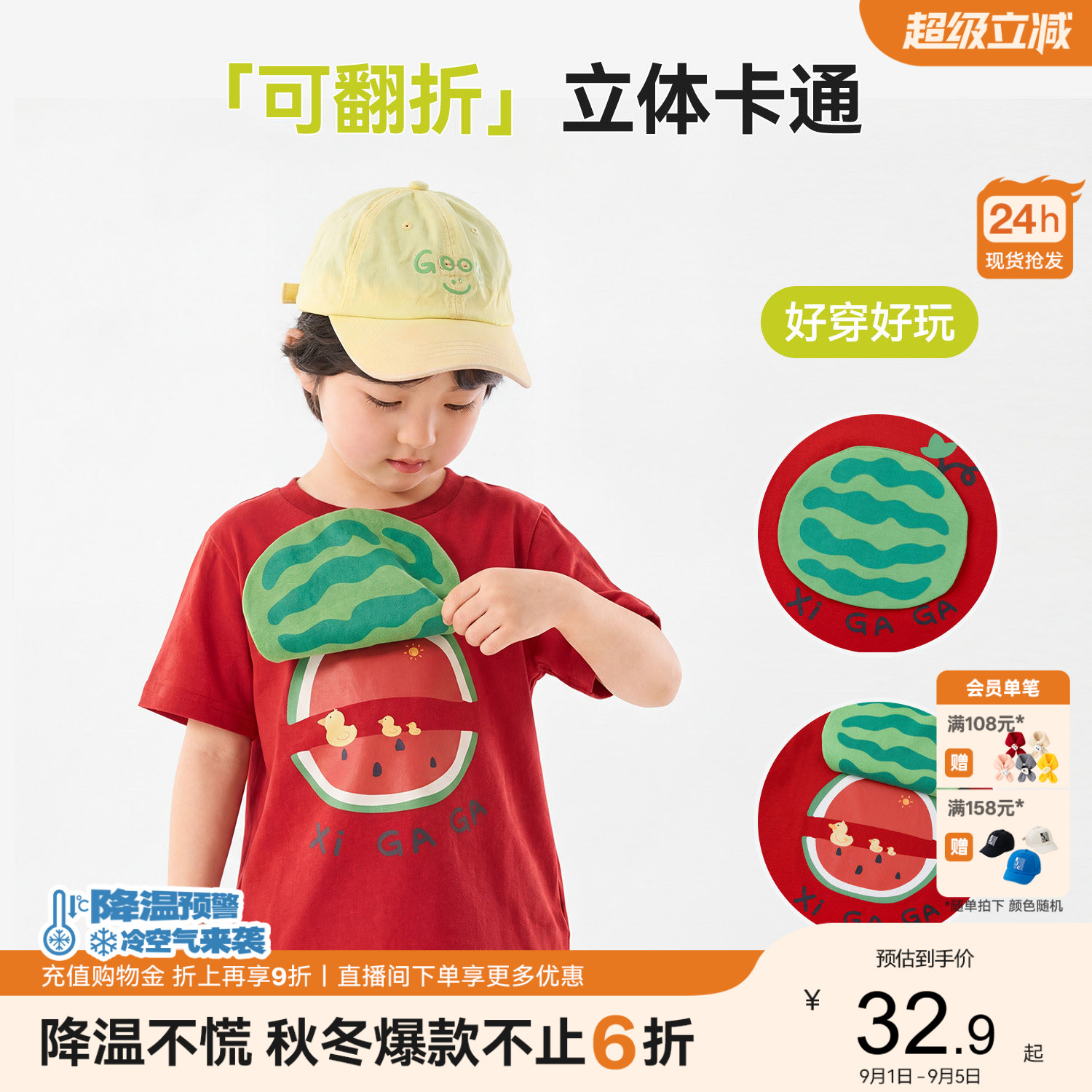 【7A抑菌】嘟嘟家男童短袖夏季儿童薄款上衣女童半袖夏装宝宝童装图片