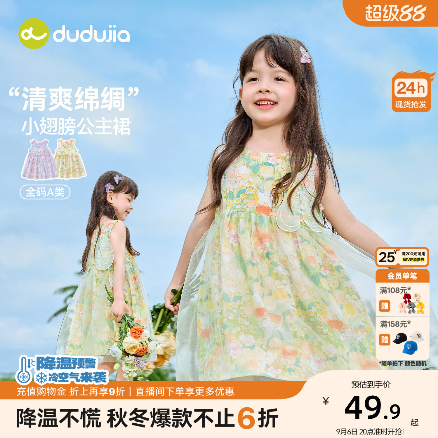 嘟嘟家公主裙女童连衣裙儿童夏季网纱裙女孩轻薄裙子女宝新款童装图片