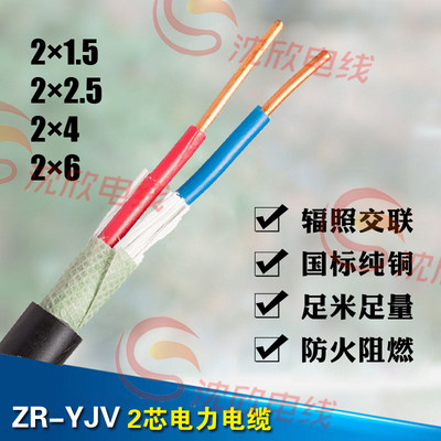 铜芯电力电缆YJV/VV2*1.5/2.5/4/6平方塑力缆路/信号灯电源架空线