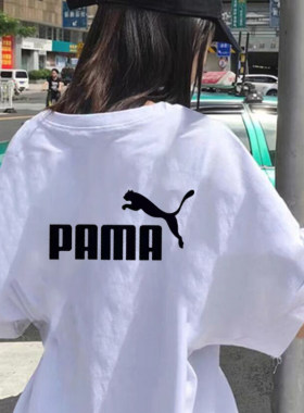 时尚休闲运动短袖t恤女新款潮牌夏季设计感小众炸街宽松纯棉上衣