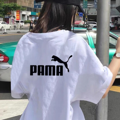 时尚休闲运动短袖t恤女新款潮牌夏季设计感小众炸街宽松纯棉上衣