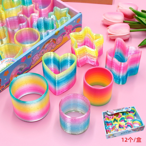彩虹弹簧圈魔力彩虹圈玩具儿童益智七彩魔术弹力圈摆地摊夜市热卖