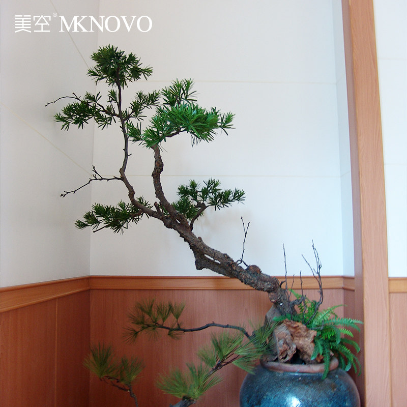 美空142/仿真松树盆景大小型迎客松摆件植物中国风禅意假树枝绿植