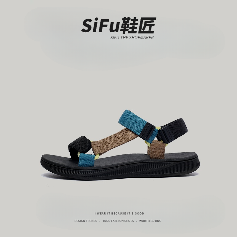 SIFU鞋匠外贸日本单男夏季运动休闲凉鞋踩屎感软底沙滩鞋防滑耐磨