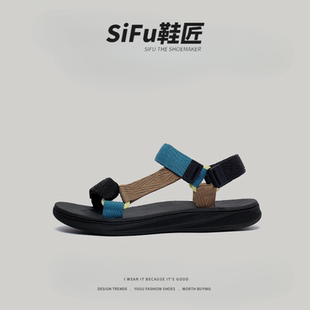 SIFU鞋匠外贸日本单男夏季运动休闲凉鞋踩屎感软底沙滩鞋防滑耐磨