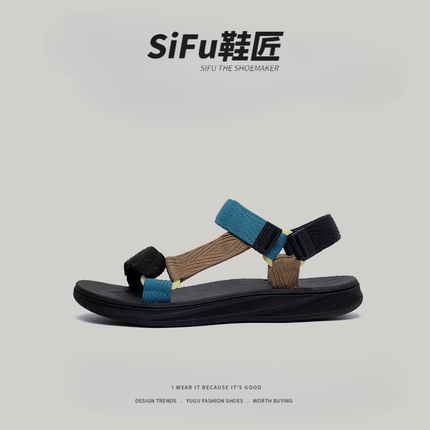 SIFU鞋匠外贸日本单男夏季运动休闲凉鞋踩屎感软底沙滩鞋防滑耐磨