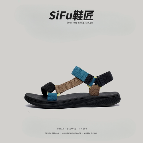 SIFU鞋匠外贸日本单男夏季运动休闲凉鞋踩屎感软底沙滩鞋防滑耐磨