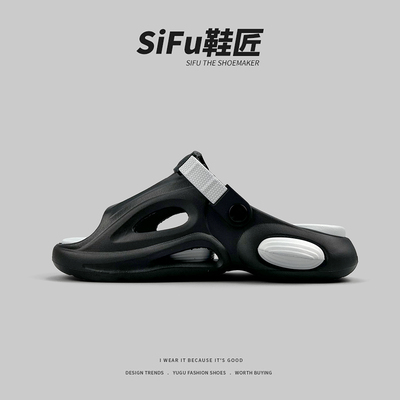 外贸日本单男士夏季休闲凉鞋软底轻质防滑拖鞋两穿露趾EVA一字拖