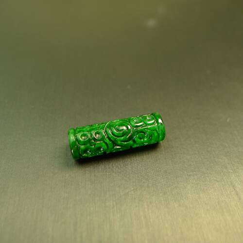 天然翡翠圆柱形雕花管珠桶珠