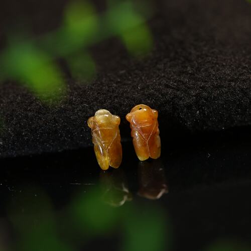 缅甸天然A货黄翡翡翠知了玉蝉