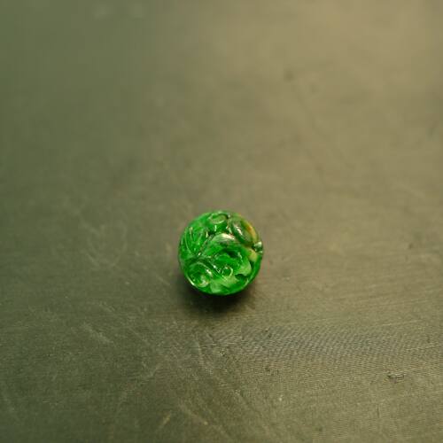 天然A货翡翠团寿纹雕花珠子