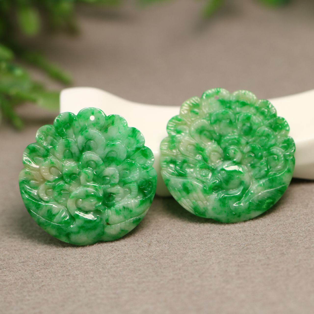 翡翠孔雀开屏吊坠耳坠花片