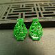 C159一对满色辣绿天然A货翡翠镂空花瓶形耳坠花片