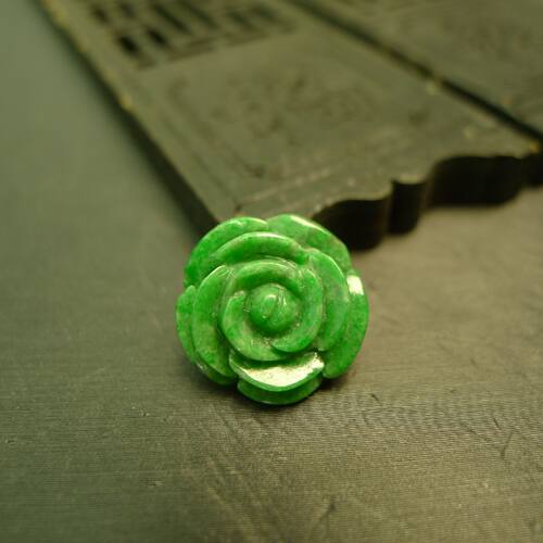 天然A货翡翠玫瑰花花朵戒面