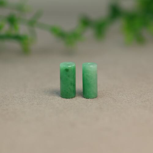 绿色缅甸天然A货翡翠圆柱形桶珠