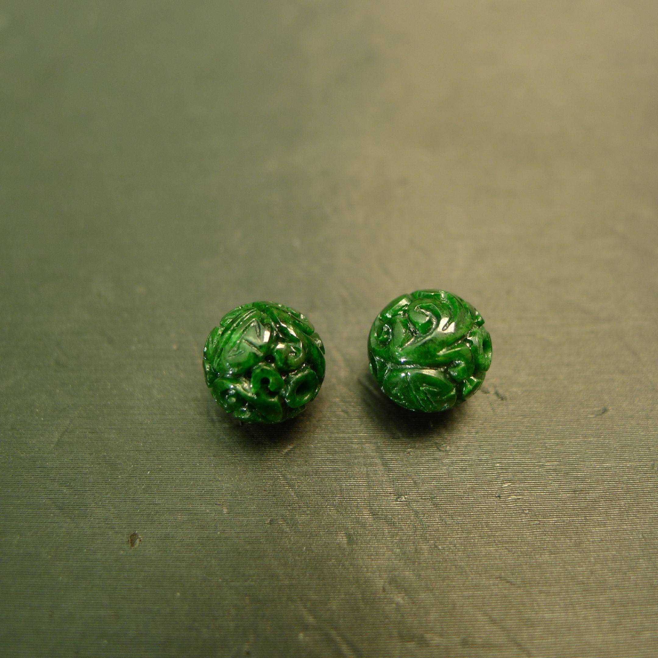 #J091一对满绿缅甸天然A货翡翠团寿龙纹雕花珠子 9.5MM圆珠,珠宝/钻石/翡翠,翡翠裸石/蛋面,淘宝优惠券,粉丝福利购,淘宝优惠卷